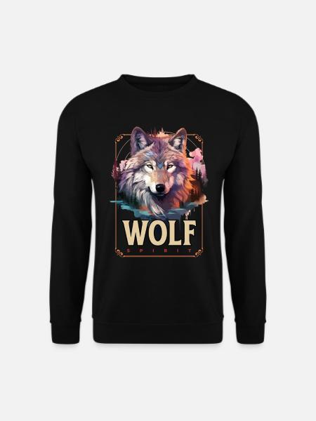 Wolf Wolfskopf Natur Wildnis Abenteuer Wald Kunst - Unisex Pullover - Schwarz