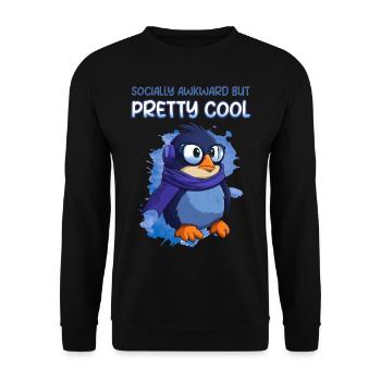 Socially Awkward Penguin - Unisex Pullover - Schwarz - Vorne - Alina (178cm) & Michal (187cm)