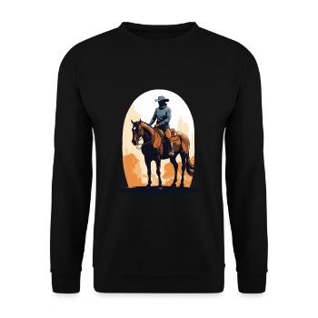Western Aesthetic Horse Rider Streetwear - Unisex Sweatshirt - black - Front - Alina (178cm) & Michal (187cm)