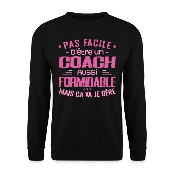 COACH Sports Coach Geschenk Coach Formidable - Unisex Pullover - Schwarz - Vorne - Alina (178cm) & Michal (187cm)
