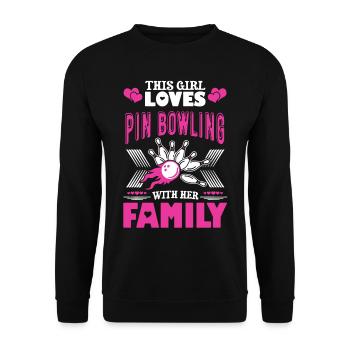 This Girl Loves Pin Bowling - Unisex Sweatshirt - black - Front - Alina (178cm) & Michal (187cm)