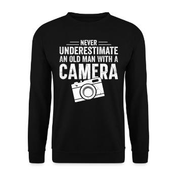 Never underestimate an old man with a camera - Unisex Sweatshirt - black - Front - Alina (178cm) & Michal (187cm)
