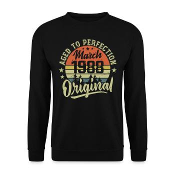 Rétro Mars 1988 Cadeau Mars 1988 Né en Mars 1988 - Sweat-shirt Unisexe - noir - Devant - Alina (178cm) & Michal (187cm)