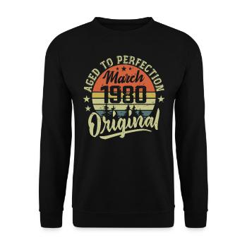 Rétro Mars 1980 Cadeau Mars 1980 Né en Mars 1980 - Sweat-shirt Unisexe - noir - Devant - Alina (178cm) & Michal (187cm)