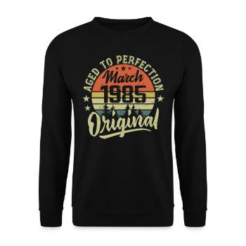 Rétro Mars 1985 Cadeau Mars 1985 Né en Mars 1985 - Sweat-shirt Unisexe - noir - Devant - Alina (178cm) & Michal (187cm)