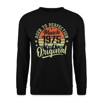 Retro March 1975 Gift March 1975 Born March 1975 - Unisex Sweatshirt - black - Front - Alina (178cm) & Michal (187cm)