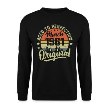 Retro March 1961 Gift March 1961 Born March 1961 - Unisex Sweatshirt - black - Front - Alina (178cm) & Michal (187cm)