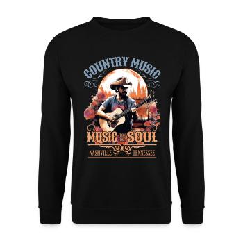 Musique country Guitare Guitariste Chanteur Vintage - Sweat-shirt Unisexe - noir - Devant - Alina (178cm) & Michal (187cm)