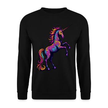 Neon Pattern Unicorn – Colorful Fantasy Magic - Unisex Sweatshirt - black - Front - Alina (178cm) & Michal (187cm)