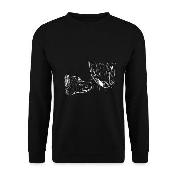 Cheval et chien - Sweat-shirt Unisexe - noir - Devant - Alina (178cm) & Michal (187cm)