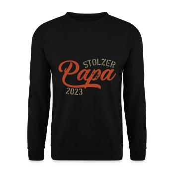 Stolzer Papa 2023 - Unisex Pullover - Schwarz - Vorne - Alina (178cm) & Michal (187cm)