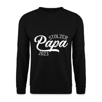 Stolzer Papa 2023 - Unisex Pullover - Schwarz - Vorne - Alina (178cm) & Michal (187cm)