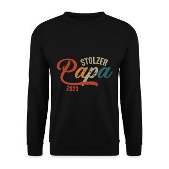 Stolzer Papa 2023 - Unisex Pullover - Schwarz - Vorne - Alina (178cm) & Michal (187cm)