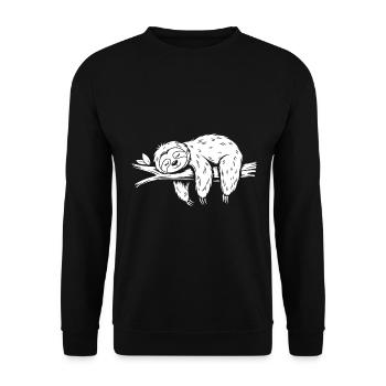 Süßes schläfriges Faultier - Unisex Pullover - Schwarz - Vorne - Alina (178cm) & Michal (187cm)