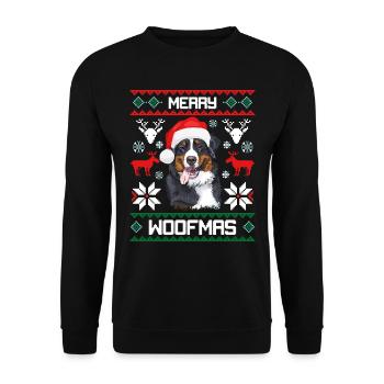 Merry Woofmas Bernese Mountain Dog Ugly Sweater - Unisex Sweatshirt - black - Front - Alina (178cm) & Michal (187cm)