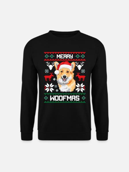 Merry Woofmas Corgi Dog Ugly Sweater Christmas - Unisex Pullover - Schwarz