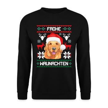 Golden Retriever Frohe Waunachten - Unisex Pullover - Schwarz - Vorne - Alina (178cm) & Michal (187cm)