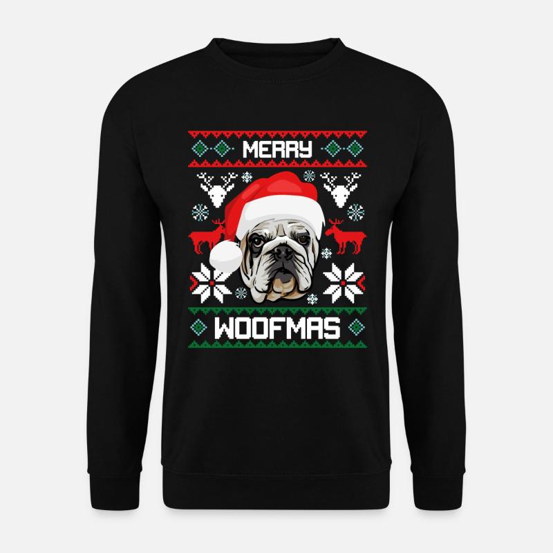 Pull moche de chien de bouledogue anglais Merry Woofma - Sweat-shirt Unisexe - noir