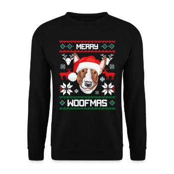 Merry Woofma's Bull Terrier Dog Ugly Sweater - Unisex Sweatshirt - black - Front - Alina (178cm) & Michal (187cm)