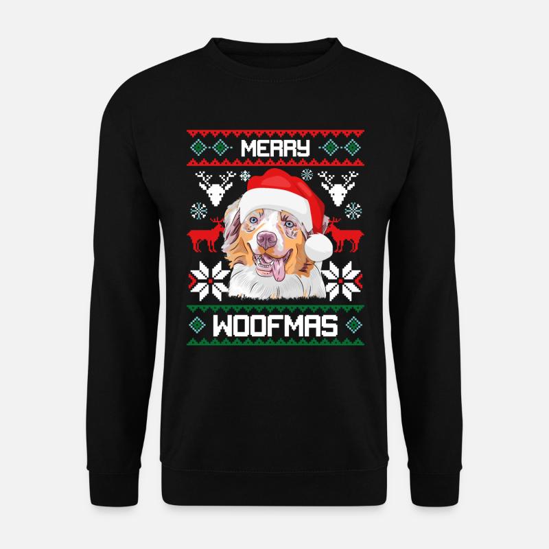 Pull moche de berger australien de Joyeux Woofma - Sweat-shirt Unisexe - noir