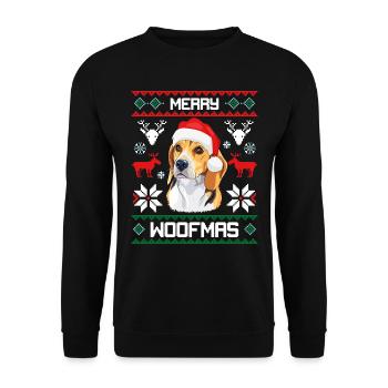 Merry Woofma's Beagle Dog Ugly Sweater - Unisex Sweatshirt - black - Front - Alina (178cm) & Michal (187cm)