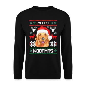 Merry Woofma's Golden Retriever Dog Ugly Sweater - Unisex Sweatshirt - black - Front - Alina (178cm) & Michal (187cm)