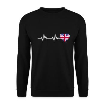 Großbritannien United Kingdom Flagge Herz - Unisex Pullover - Schwarz - Vorne - Alina (178cm) & Michal (187cm)