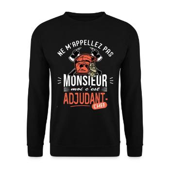 sapeurs pompiers adjudant chef drôle grade pompier - Sweat-shirt Unisexe - noir - Devant - Alina (178cm) & Michal (187cm)