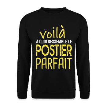 voilà postier parfait cadeau humour facteur - Sweat-shirt Unisexe - noir - Devant - Alina (178cm) & Michal (187cm)