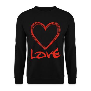 red graffiti heart - Unisex Sweatshirt - black - Front - Alina (178cm) & Michal (187cm)