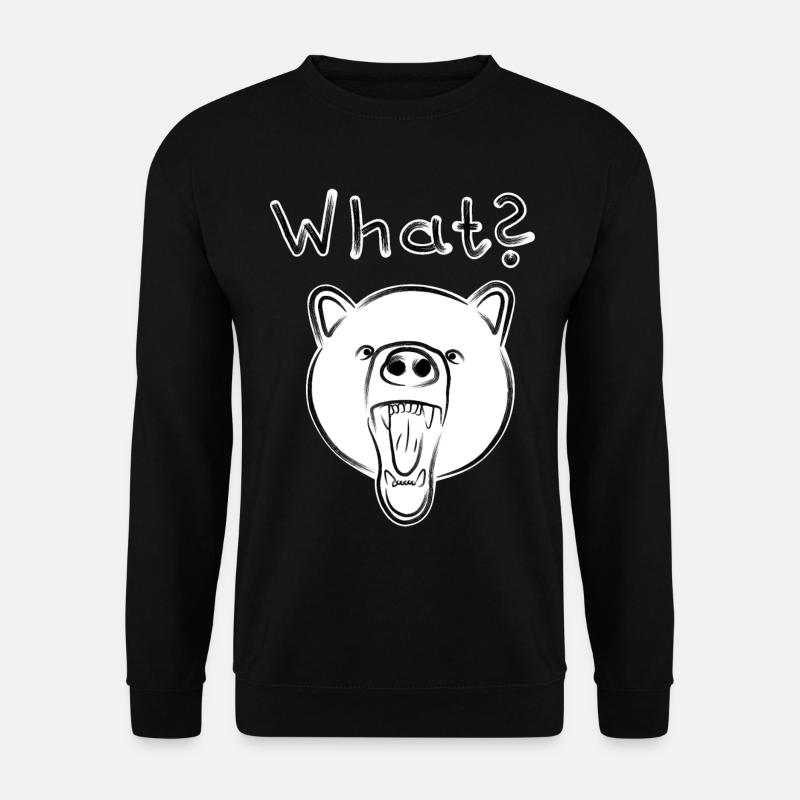 Grizzly Bär mit WHAT? - hell - Unisex Pullover - Schwarz