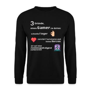 Gründe Gamer zu daten - Unisex Pullover - Schwarz - Vorne - Alina (178cm) & Michal (187cm)