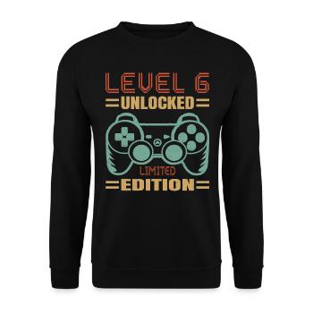 Geburtstag Level 6 freigeschaltet - Unisex Pullover - Schwarz - Vorne - Alina (178cm) & Michal (187cm)