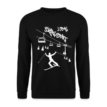 Skigebiet ich komme ! - Unisex Pullover - Schwarz - Vorne - Alina (178cm) & Michal (187cm)
