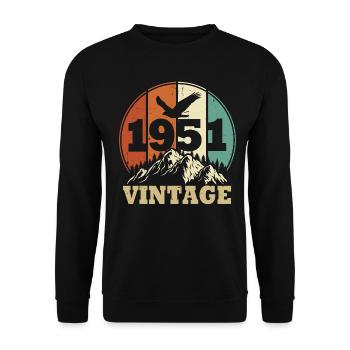 Jahrgang 1951 - Unisex Pullover - Schwarz - Vorne - Alina (178cm) & Michal (187cm)