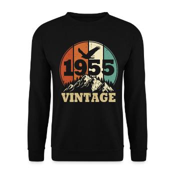Jahrgang 1955 - Unisex Pullover - Schwarz - Vorne - Alina (178cm) & Michal (187cm)