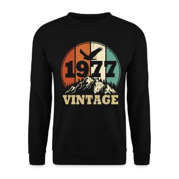 Jahrgang 1977 - Unisex Pullover - Schwarz - Vorne - Alina (178cm) & Michal (187cm)