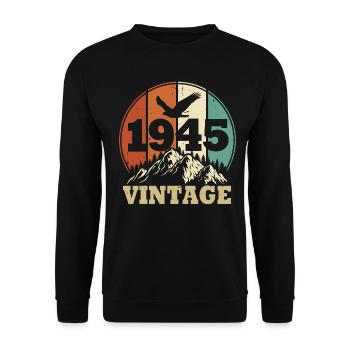 Jahrgang 1945 - Unisex Pullover - Schwarz - Vorne - Alina (178cm) & Michal (187cm)