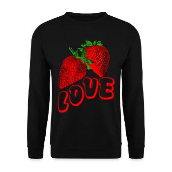 saftige Erdbeeren Liebe Frucht Obst reif saftig - Unisex Pullover - Schwarz - Vorne - Alina (178cm) & Michal (187cm)