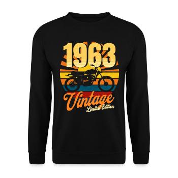 Moto Né En 1963 Anniversaire 60 Ans Motard - Sweat-shirt Unisexe - noir - Devant - Alina (178cm) & Michal (187cm)