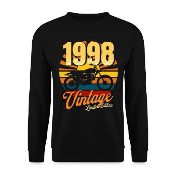 Motorrad Jahrgang 1998 Geburtstag 25 Jahre Biker - Unisex Pullover - Schwarz - Vorne - Alina (178cm) & Michal (187cm)