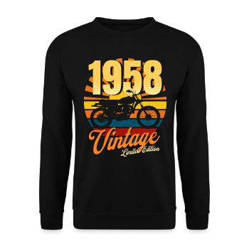 Motorcycle born in 1958 birthday 65 years biker - Unisex Sweatshirt - black - Front - Alina (178cm) & Michal (187cm)
