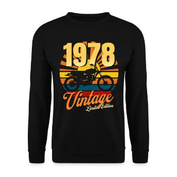 Motorcycle born in 1978 birthday 45 years biker - Unisex Sweatshirt - black - Front - Alina (178cm) & Michal (187cm)