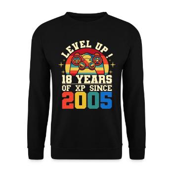 Level 18 2005 Birthday Gamer 18 Jahre - Unisex Pullover - Schwarz - Vorne - Alina (178cm) & Michal (187cm)