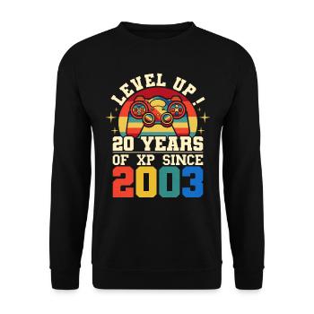 Level 20 2003 Birthday Gamer 20 years - Unisex Sweatshirt - black - Front - Alina (178cm) & Michal (187cm)