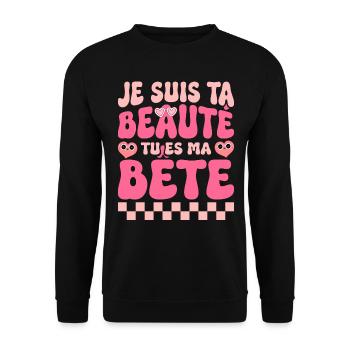 Je Suis Ta Beauté Humour Saint Valentin Couple - Sweat-shirt Unisexe - noir - Devant - Alina (178cm) & Michal (187cm)