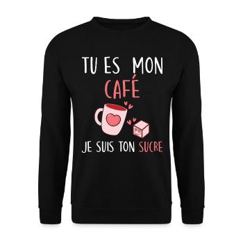 Blague Café Humour Saint Valentin Couple - Sweat-shirt Unisexe - noir - Devant - Alina (178cm) & Michal (187cm)
