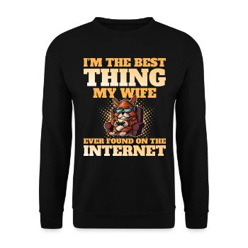 Found by my wife humor joke husband geek - Unisex Sweatshirt - black - Front - Alina (178cm) & Michal (187cm)