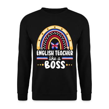 Humour Prof d'Anglais Comme Boss Enseignant - Sweat-shirt Unisexe - noir - Devant - Alina (178cm) & Michal (187cm)