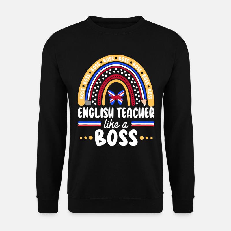 Humor Englischlehrer als Cheflehrer - Unisex Pullover - Schwarz